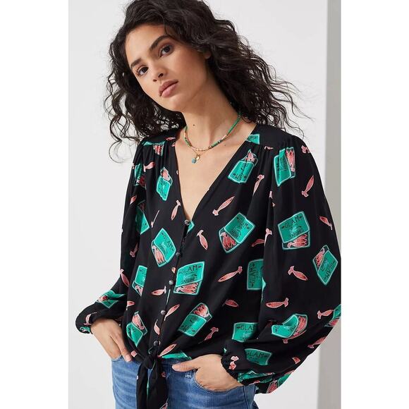 Anthropologies Tops - Anthropologie Womens Kendra Dandy Dreamer Button Down Shirt Sz 10 Green Black